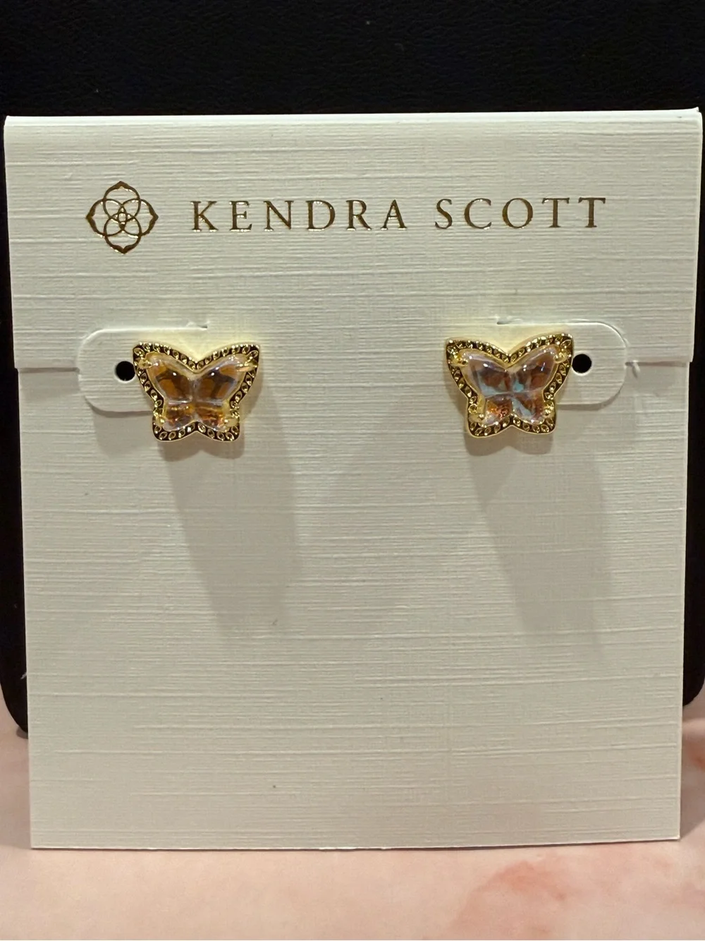 Kendra Scott | Gold Plated Butterfly Stud Earrings w/ Iridescent Stones | Small